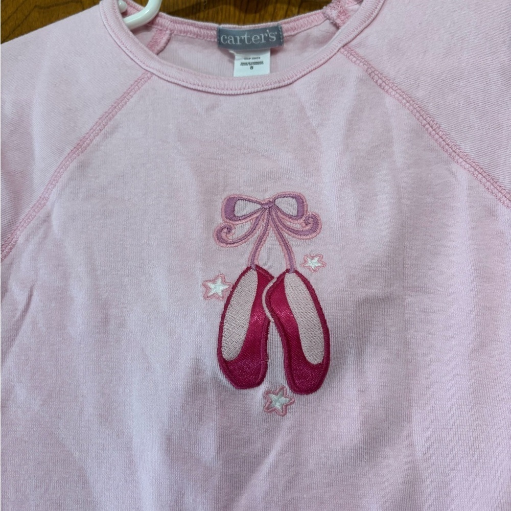 Carter's Pink Embroidered Ballet Slipper Tee Size 8 - Picture 4 of 4